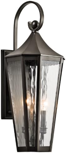 Kichler Rochdale 24.75 2 אור קיר חיצוני אור עם זכוכית גשם באולד ברונזה®