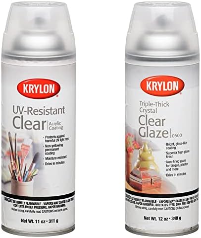 Krylon K01305 סדרת גלריה אמן ומוצרי ציפויים ברורים אירוסול, 11 אונקיה, עמידה בפני UV, Gloss & I00500A00 12 אונק