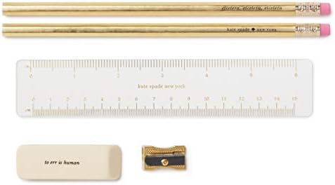 קייט ספייד ניו יורק כיס עפרון כולל 2 עפרונות, מחדד, מחק ושליט, כיס רוכסן לארגון ציוד משרדי