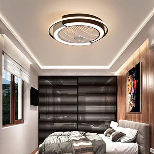 MEJJXTWG מפואר מודרני מודרני פשוט מאוורר תקרת LED עם מנורות ללא להבים אורות מאוורר תקרה לעומק חדר שינה עם מאווררי תקרה שלט רחוק עם מתקן