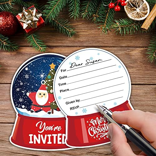 RZHV 15 PackChristmas כדור קריסטל בצורת מסיבת מילוי כרטיסי הזמנות למסיבות עם מעטפות למבוגרים בנות, מצחיק חורף לחג המולד למסיבת חג מפלגת