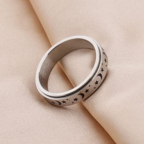 ירח וכוכב דפוס מסתובב לקשקש טבעת מתח להקלה על חרדה טבעת אירוסין חתונה מבטיחים להקת עבור נשים גברים