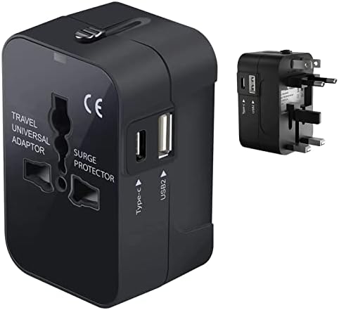 Travel USB פלוס מתאם כוח בינלאומי תואם לקמפוס Celkon A355 עבור כוח ברחבי העולם לשלושה מכשירים USB Typec, USB-A לנסוע בין ארהב/איחוד האירופי/AUS/NZ/UK/CN