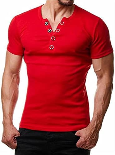 2023 גברים חדשים מזדמנים צבע מוצק חולצה עליונה V חולצה חולצה מוצקה כפתור שרוול ראגלן חולצה חולצה חולצה שחייה