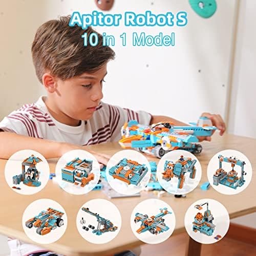 אפיטור רובוט בניית צעצועים לילדים, 10 ב -1 רובוט שלט רחוק לתכנות עם מנועים חזקים ואור LED, צעצועי STEM לילדים, קידוד צעצועים לילדים, מתנת