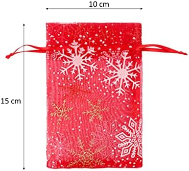 קבילוק 60 יחידות עיצוב יום הולדת פתית שלג שקיות לצייר להווה שקיות רשת: עטיפת שקיות אספקת חג המולד אחסון כפול מסיבת סוכריות חנות עם סוכריות