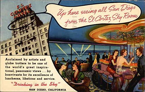 חדר השמיים של אל קורטז סן דייגו, קליפורניה CA גלויה מקורית של וינטג '1947