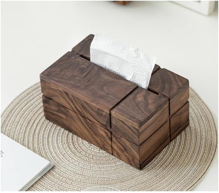 Ganfanren Walnut נייר קופסא מלון משפחת עץ מוצק קופסת רקמות סלון קופסת אחסון מרובת -פונקציונלית מעץ