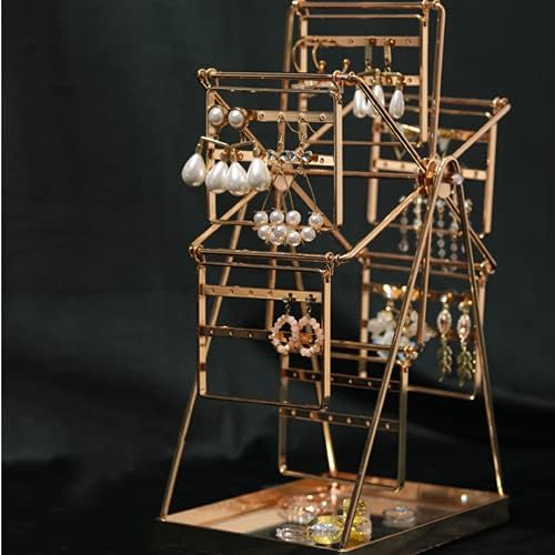 N / B Ferris גלגל מתלה לאחסון תכשיטים, מתלה תכשיטים יצירתי בסגנון נורדי, ציפוי מתכת, לשרשראות, צמידים, עמדות תצוגה מסתובבות יצירתיות תכשיטים