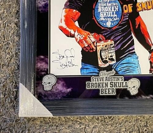 סטון קולד סטיב אוסטין חתום ממוסגר WWE שבור גולגולת בירה לאגר פוסטר JSA COA - תמונות היאבקות חתימה