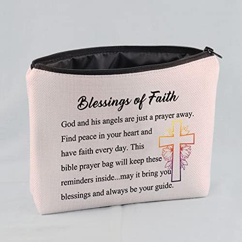 Jniap מתנה אמונה נוצרית שקית קוסמטיקה מתנה דתית למצוא שלום בלב שלך ותאמין בכל יום תיק איפור מתנה קתולית