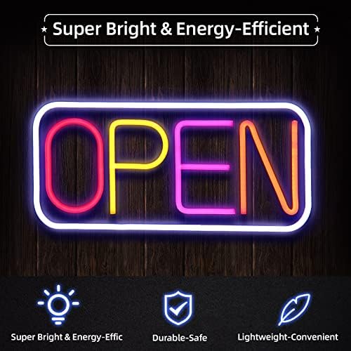 שלט פתוח לעסקים - 20 x9 בגודל גדול LED ניאון שלט פתוח אולטרה בהיר ומושך עין שלט אור חשמלי לחנות, חנות, בר, תפאורה של חלון סלון