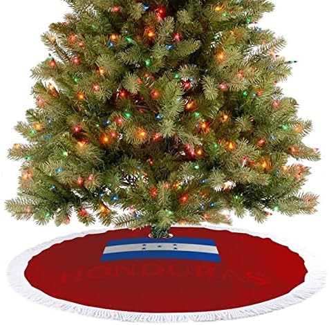 אני אוהב דגל הונדורס חצאית עץ חג המולד עץ חג המולד מחצלת קישוטי ציצים לקישוטים למסיבת חג 30/36/48 אינץ '