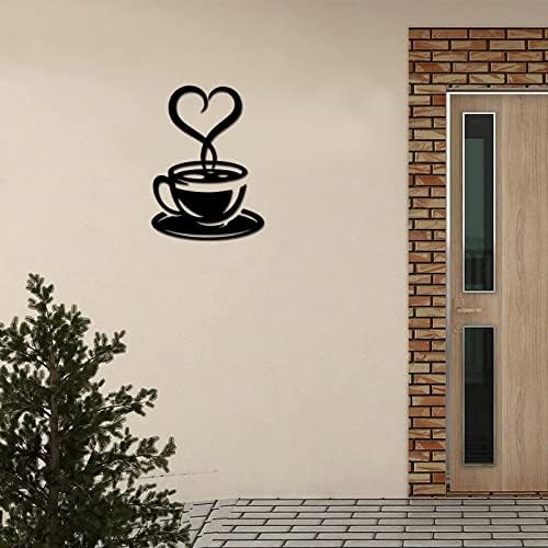 Alioyoit שלט מתכת קפה קפה קפה בר קפה עיצוב קפה מותאם אישית שלט משפחתי לייזר דקורטיבי חתוך קיר קיר קיר עיצוב שלט אמנות לגן לודג 'סלון עגינה
