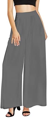 מכנסי רגל רחבים של Coeqine לקיץ, מכנס יוגה מזדמן אורך קרסול פלוס גודל מותניים גבוהים פלאצו מכנסי שמלה נמתחים