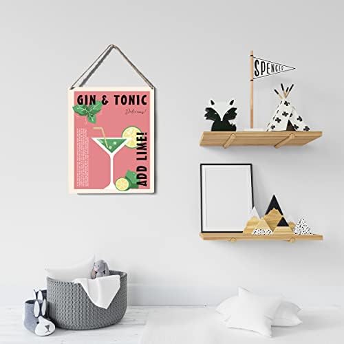עיצוב שלט קוקטייל מצחיק ג'ין וטוניק עץ עץ פלאק קיר תלייה פוסטרים יצירות אמנות מודרניות ביתי קישוט בר קישוט 8 x10