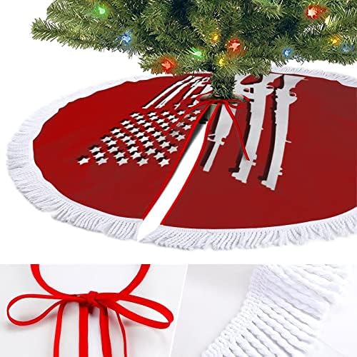 דגל אקדח אמריקאי חצאית עץ חג המולד חג המולד עץ עץ מחצלת ציצים קישוטים לקישוטים מסיבת חג 30/36/48 אינץ '