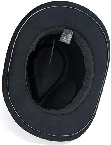 שחור מערבי קאובוי כובע עבור נוער ילדים בני בנות הרגיש פדורה כובע פנמה כובע עם אבזם חגורה