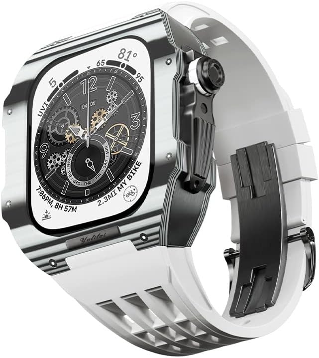 Czke for Apple Watch Band 8 7 6 SE 5 4 סדרה 44 ממ 45 ממ 45 ממ שעון מוט ערכה ， סיבי פחמן מארז גומי שעון פס ， לאביזרי החלפת להקות IWatch