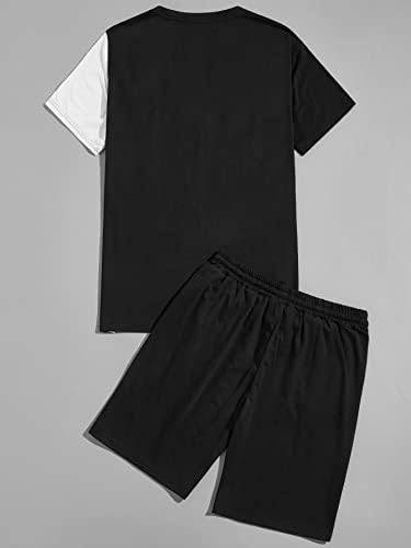 FIOXA תלבושות של שני חלקים לגברים גברים שני טון הדפס גרפי TEE & מכנסיים קצרים
