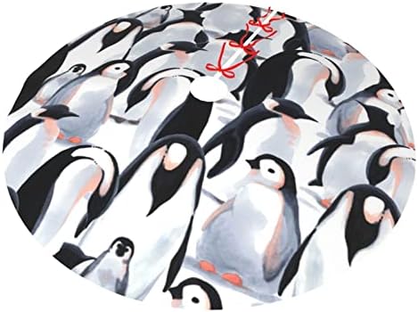 סקיצת פינגווינים של תינוקות חמודים מודפסים חצאית עץ חג המולד 48 לקישוט מסיבת חג חג המולד