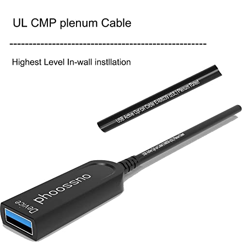 Phoossno ul CMP מלידה מדורגת USB 3.1 הרחבה כבל אופטי פעיל BALB10GBPS 98ft תואם לתואם ל- Microsoft Azure Logitech ו- Polycom Camer