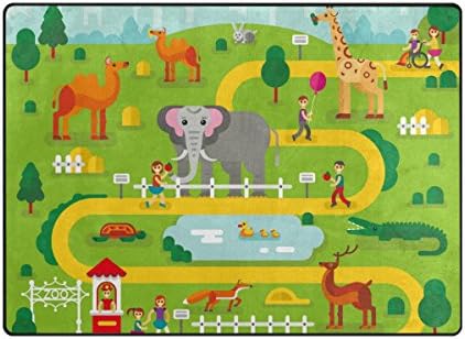 ColourLife 80 x 58 אינץ 'שטיח שטיח שטח שטח רך קל משקל שטיחים מקורה שטיחים ביתיים לקישוט בית לילדים חיות סלון בחדר בגן החיות במפת גן החיות