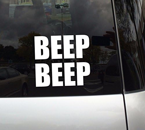 טקסט צפצוף של Beep Beep רלוונטי - מדבקות ויניל לשימוש חיצוני על מכוניות, טרקטורונים, סירות, חלונות ועוד - צבע 4 אינץ '