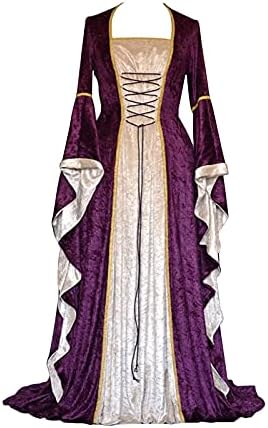 צפותים רנסנס שמלת נשים בציר ליל כל הקדושים מימי הביניים סקסי תלבושות גותי מכשפה המפלגה קוספליי מקסי קוקטייל שמלה