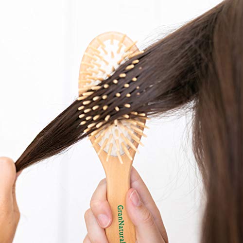 מברשת עץ גרנאטורלית עם זיפי עץ-מברשת שיער מתולתלת מעץ סגלגל להתנתקות ועיצוב לשיער נשים
