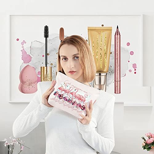 Levlo Flamingo Cosmetic Make Up תיק מאהב פלמינגו מתנה אלוהים אומר שאתה ייחודי מיוחד מקסים ונבחר איפור סולח שקית רוכסן