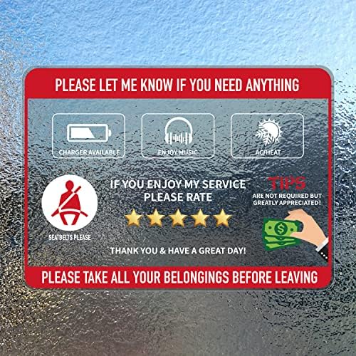 טיפים לדירוג רוכבים שלט עבור מדבקות חלון של Uber Lyft 7 x 5 מדבקות חלון נשלפות אביזרי מכוניות מוניות 6 חבילה