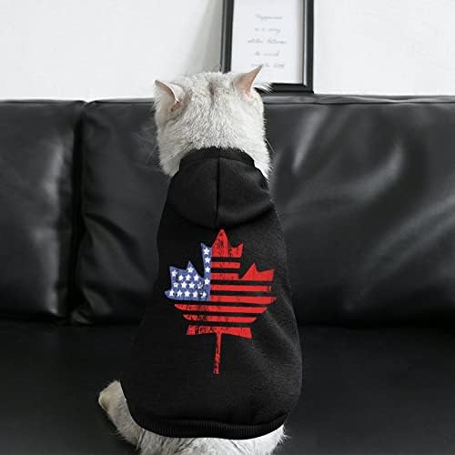 ארהב קנדה דגל מייפל קפוצ'ונים מחמד חיות מחמד רך סוודר כלבים חמים מודפסים חליפות לחיות מחמד עם כובעים