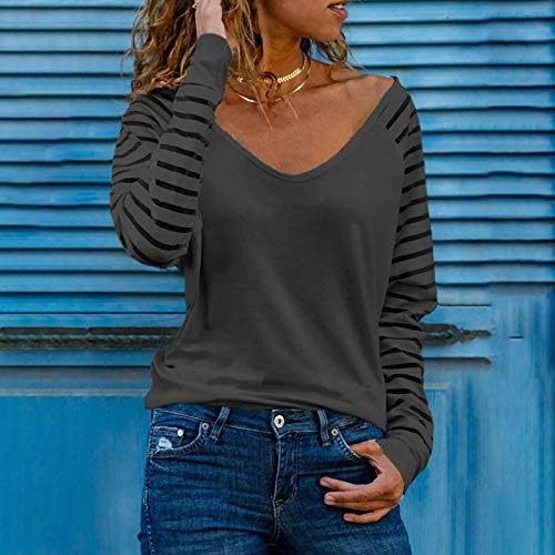 צמרות אביב נשים 2022 הדפסת לב אופנה V-צווארון פלוס גודל גודל שרוול ארוך חולצות חולצות זורמות דקיקות
