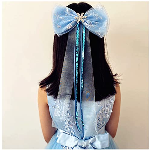 בנות כחול שלג קשת שיער קליפ שיער אביזרי שיער נסיכה כיסוי ראש ביצועים בובת ריקודים לתינוקות להתלבש