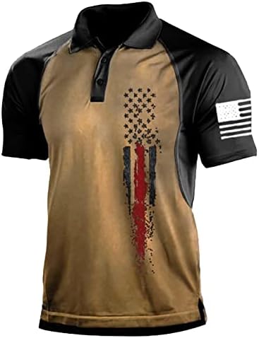 חולצות פולו דגל אמריקאי לגברים פטריוטיות 4 ביולי חולצות טי טי קיץ שרוולים קצרים מזדמנים וינטג 'פולו גולף