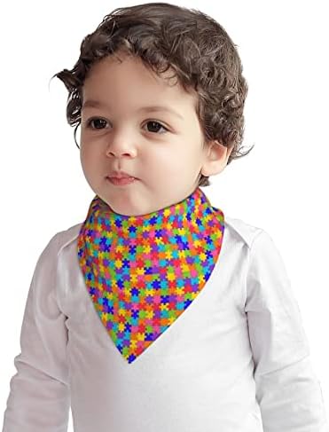 צמצום כותנה של כותנה תינוקות צבעוניים אוטיזם מודעות לחתיכות פאזל תינוקות בנדנה ריר ריר שיניים בקיעת שיניים מזון