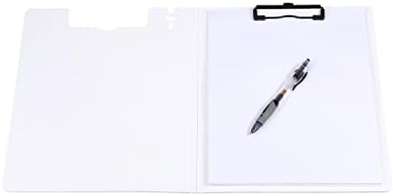מתקפל לוח עם עט קליפ חור מתקפל תיקיית אופקי 4 מכתב גודל עבור משרד מסמך בכיתה כתיבה, שחור חבילה של 2