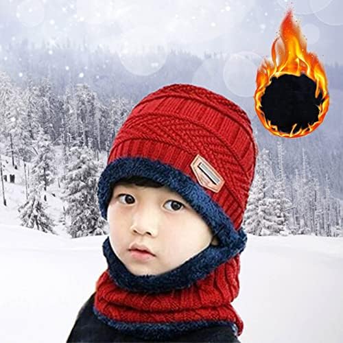 כובע כפפות חורף כובע עמיד לרוח חם שלושה חלקים בנים לעבות לסרוג תינוק ובנות צעיף כובעי פנים עם