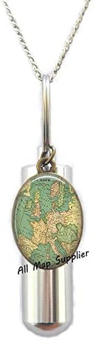 AllMapsupplier Sharran שרשרת כד, שרשרת אשפת המפה של אירופה, תכשיטי מפה, מפת אופנה מפה של אירופה מתנת תכשיטים עתיקת תכשיטים ， A0292