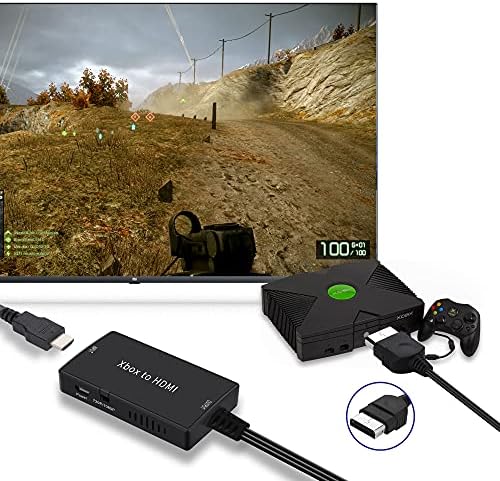 שיאייר Xbox מקורי לממיר HDMI עם כבל HDMI, מתאם מתאם HDMI וידאו מתאם ממיר שמע עבור Xbox מקורי