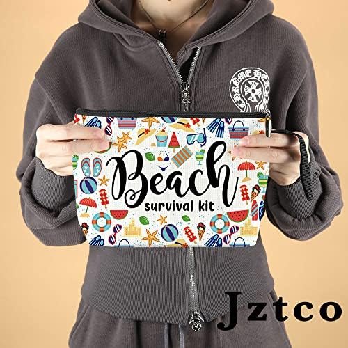 ערכת הישרדות של חוף JZTCO 2 PCS תיק קוסמטי לנשים מצחיקות איפור חוף מתנות מתנות חוף אביזרים מארגן טיולים תיק נרתיק כותנה קיץ לכיס למתנות
