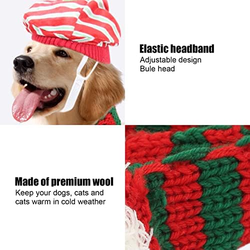 כובע כלב אלזאיה ומגדל צעיפים כלב חג המולד מקסים כובע סרוג לכלב חתול לחיות מחמד לכלבים קטנים בינוניים גדולים