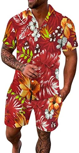תלבושות אימוניות 2 חלקים לגברים בתוספת חולצת הוואי וינטג 'בגודל