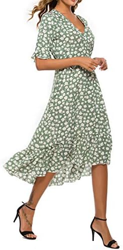 שמלות מסיבות פרגיות לנשים 2023, אופנה לנשים שרוול מזדמן שרוול קצר שיפון מודפס שמלת פרנולום