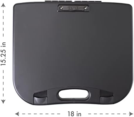 שולחן הברכיים הנייד של דקסאס עם אחסון, ידית משולבת, קליפ חוט חיצוני, 18איקס 15.25 איקס 1.38 שחור עם תפס שחור