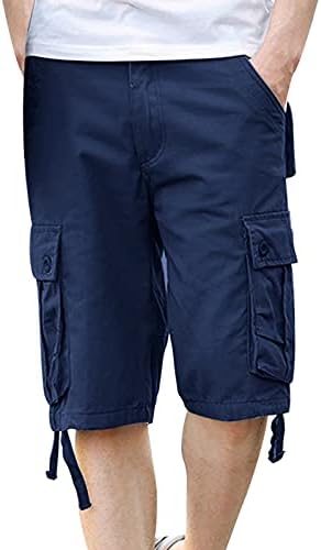 מכנסי מטען בקיץ לגברים מותניים אלסטיים קלים משקל טיולים חיצוניים מכנסיים קצרים רגועים כושר ספורט ספורט עם כיסים