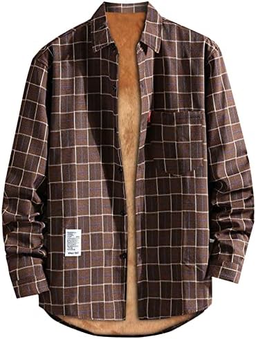 ז'קט PXLOCO ז'קט של חולצת פלנל לגברים כפתור שרוול ארוך, מעילי חולצות לגברים לגברים