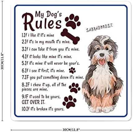 מצחיק כלב מתכת שלט פח שלט שלי כלב של כללים עתיק לחיות מחמד דלת קולב מתכת צלחת עתיק לחיות מחמד כלב קיר ד / קור מתאים קפה כניסה מול דלת
