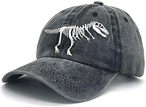 גולגולת דינוזאור כובע לרקום מתכוונן בייסבול כובע לילדים גילים 3-11